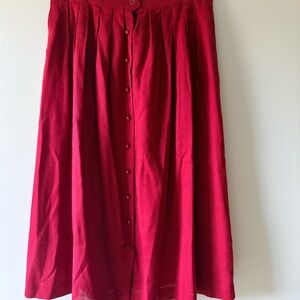 VTG 1980s Jo Hardin Womens Size 8 Pleated Dark Red Midi Skirt Pockets Collegiate
